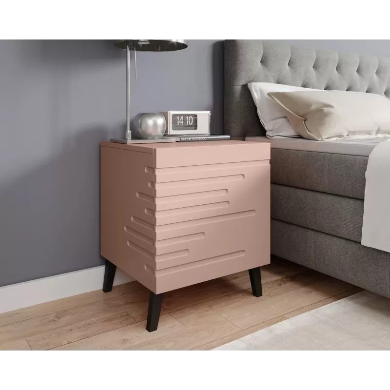 Nočný stolík cama meble NOVA 44x40x52 cm ružový matný, 1 zásuvka, rám 16 mm