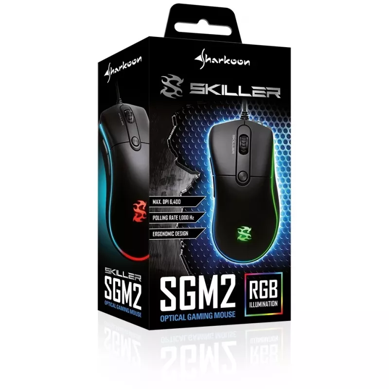 Sharkoon Skiller SGM2 herná myš káblová ergonomická optická 6 tlačidiel čierna