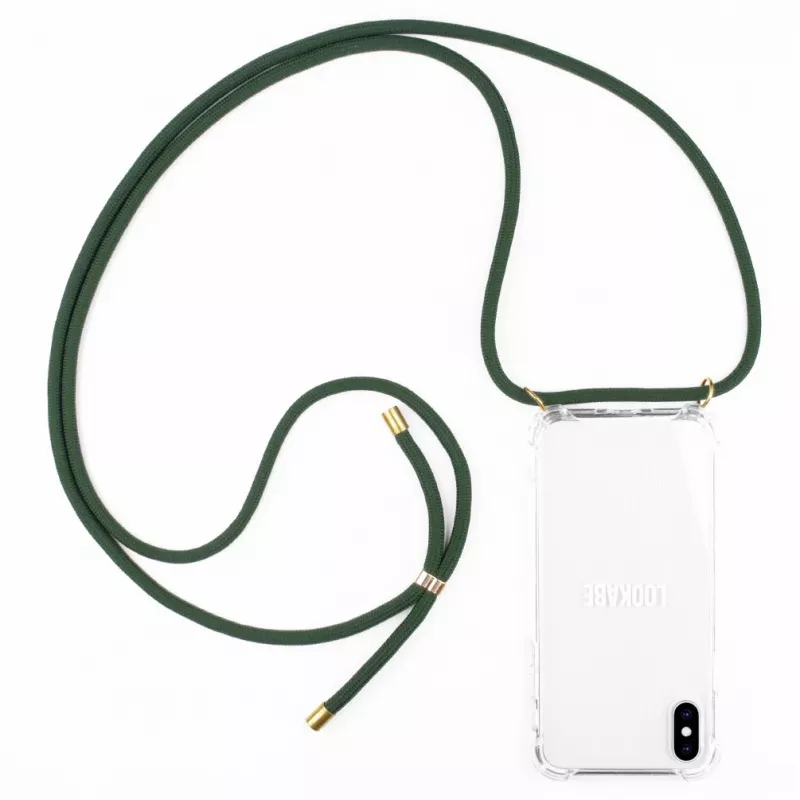 Obal na telefón na krk Lookabe pre iPhone X / Xs — zlatý so zeleným pásikom