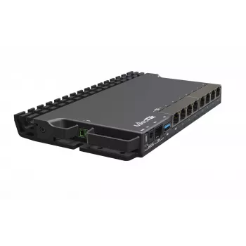 Káblový router MikroTik RB5009UG+S+IN — 1x RJ-45, 7x Gigabit medený, 1x SFP+, PoE, DC, 2,5GbE rozhranie, čierny