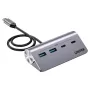 USB hub Unitek H1337AGY01 – 4 porty (2×USB-C, 2×USB-A), až do 5 Gbit/s na port, hliník, strieborný
