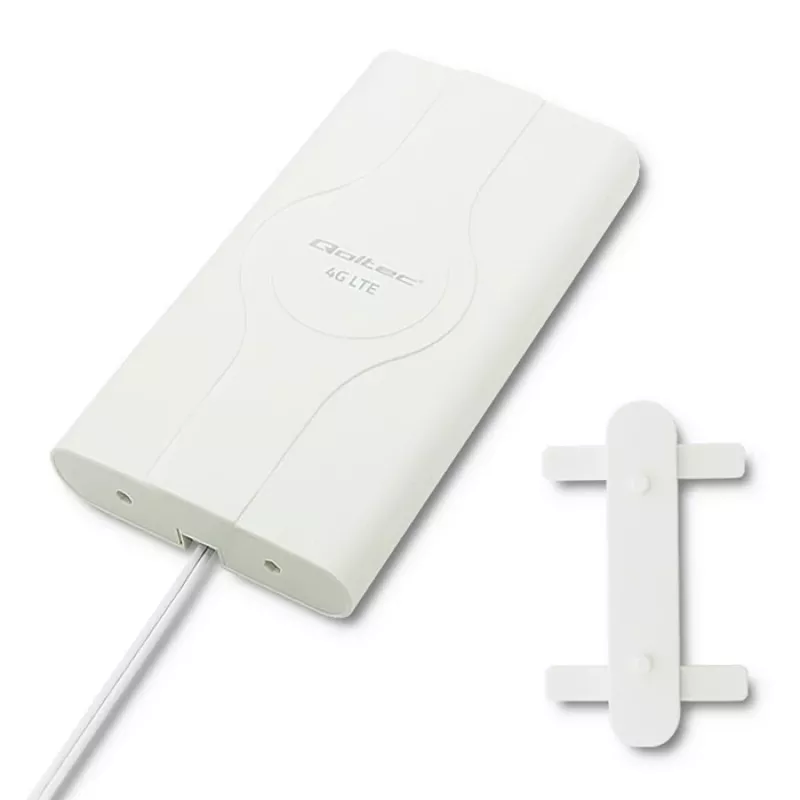 Qoltec 57013 všesmerová 4G LTE vnútorná anténa, 2x SMA, 0,6-2,7 GHz, 30 dBi, vertikálna polarizácia, 50 Ω, biely ABS