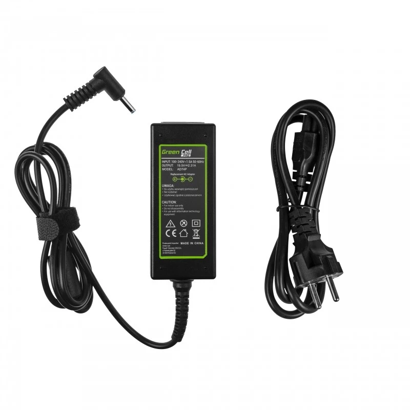 AC-to-DC napájací adaptér pre notebook Green Cell AD74P 45W 19,5V 2,31A pre interiér, čierny