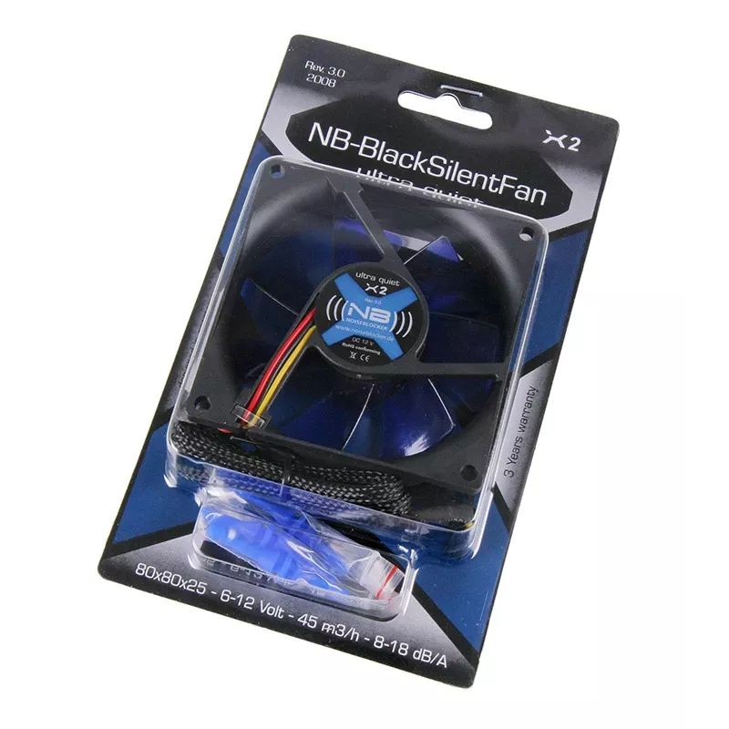 Noiseblocker BlackSilentFan X2 ITR-X-2 ventilátor do skrinky, 80 x 80 x 25 mm