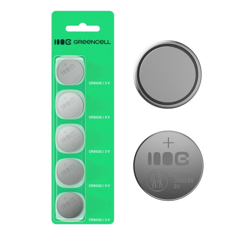 Gombíková batéria Green Cell CR2032 3V — balenie 5 ks