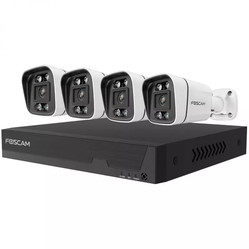Foscam FNA108E-B4-2T videonadstavbový systém biely 4x 4K PoE bullet kamera, 1x 8-kanálový NVR