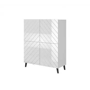 Regál cama meble ABETO 100,5 x 40 x 121,5 cm biela/lesklá biela, stojaca nástenná skriňa