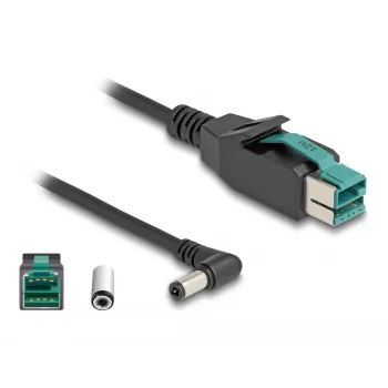 DeLOCK PoweredUSB kábel konektor samec 12 V na DC 5,5 x 2,5 mm konektor samec zahnutý 1 m