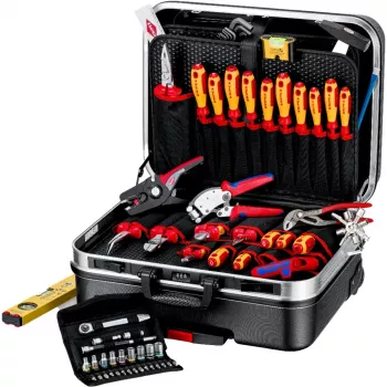 Knipex 00 21 06 BIG Basic Move ElektroPlus kufor na náradie, 68 kusov, súprava náradia pre elektrikárov, na kolieskach, čierny