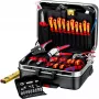 Mechanická sada náradia Knipex 00 21 06 — 68 nástrojov, vrátane špicatých a vodovodných klieští, červené/žlté nástroje, čierny kufrík (515×438×265 mm)
