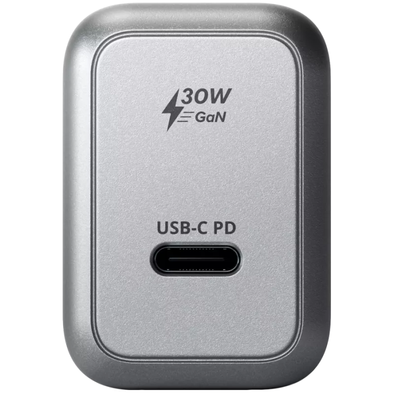 Nabíjačka pre mobilné zariadenia Satechi ST-UC30WCM-EU — univerzálna AC nabíjačka do interiéru s 1× USB-C, čierna/strieborná
