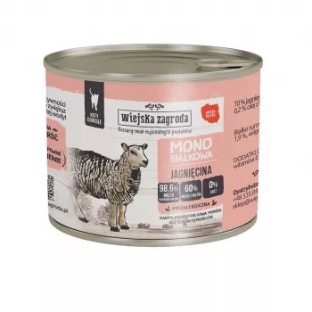 WIEJSKA ZAGRODA jahňacie monoprotein mokré krmivo pre mačky - 200 g