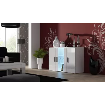 Cama komoda 120 cm SOHO S7 biela/biela lesklá