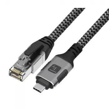 Techly ICOC U3C-RJ45-010 adaptérový kábel USB-C na Gigabit Ethernet, 1 m, čierny/strieborný