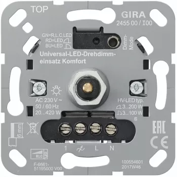 gira S3000 UniLED otočný stmievač Komfort (model 245500)
