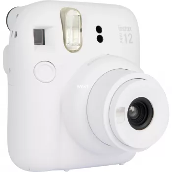 Instantná kamera Fujifilm Instax Mini 12 biela — výtlačky 86×54 mm, ohnisková vzdialenosť 60 mm, AA batéria