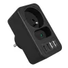 Rozbočovač napájania MACLEAN MCE249 F/B – 2 AC zásuvky (16A + 6A) s 2×USB-A a 2×USB-C PD 20W, EU konektor, čierny