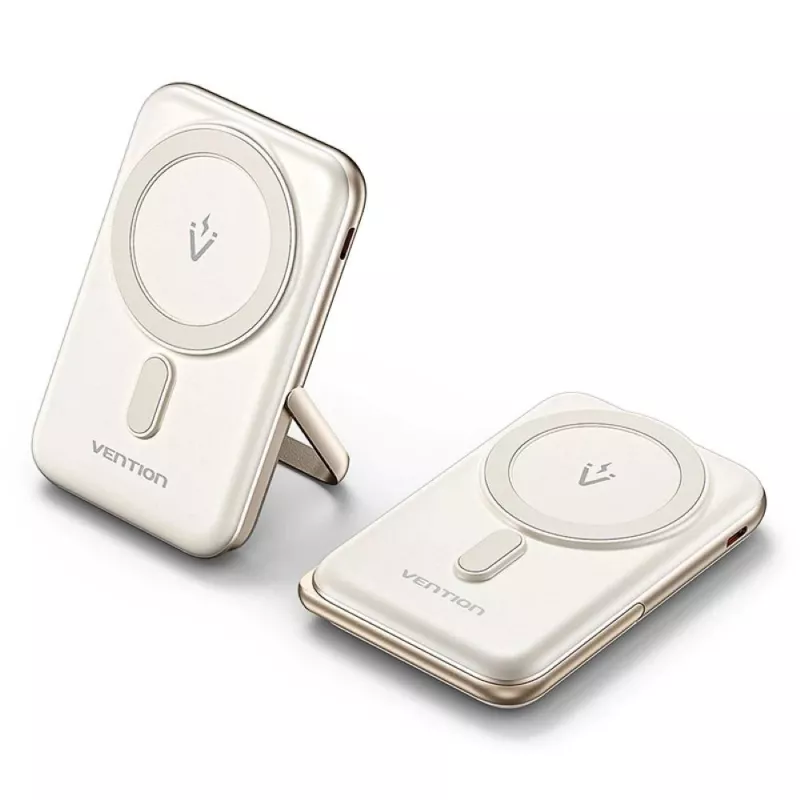 Powerbanka Vention 10000mAh magnetická bezdrôtová 20W — 10000 mAh, 3 A výstup, USB-C, biela