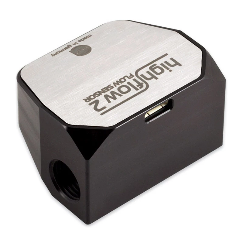 Flow Sensor Aqua-Computer prietokový senzor high flow 2, 2x G1/4 – strieborný/čierny