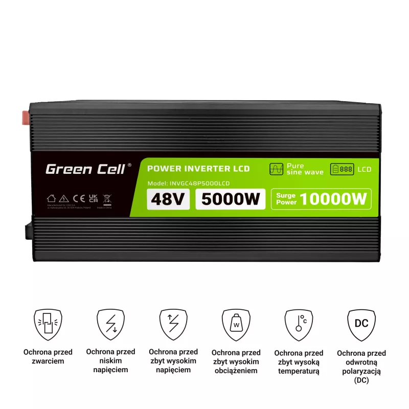 LCD menič 48V 5000W/10000W čistá sínusoida s displejom