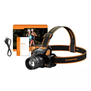 Čelová lampa Superfire HL58 350 lm USB, 3 režimy, nabíjateľná