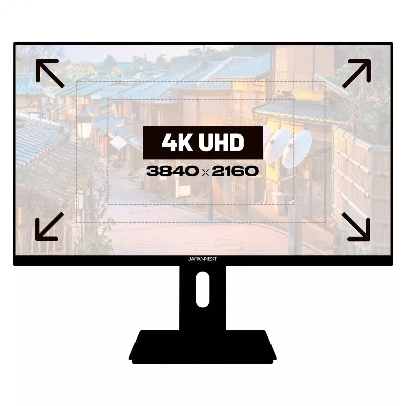JAPANNEXT 4K UHD monitor 60,45cm (23,8) 3840x2160 pixelov, IPS panel, 8 ms, 60 Hz, AMD FreeSync, HDMI, DisplayPort (JN-IPS2380UHDR-C65W-HSP)