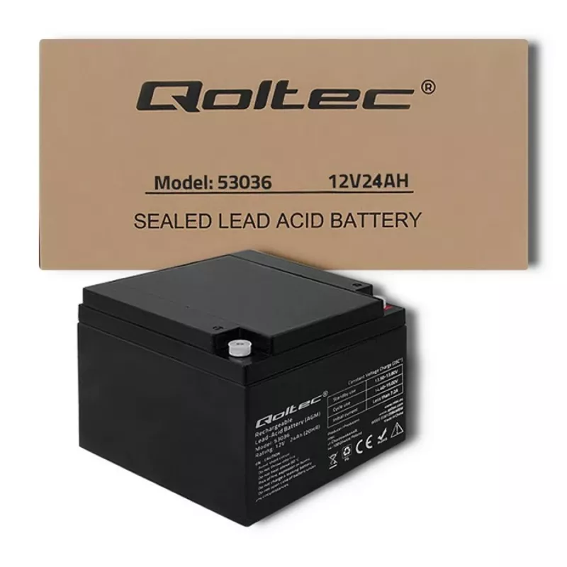 Qoltec 53036 AGM batéria | 12V | 24Ah | max 360A