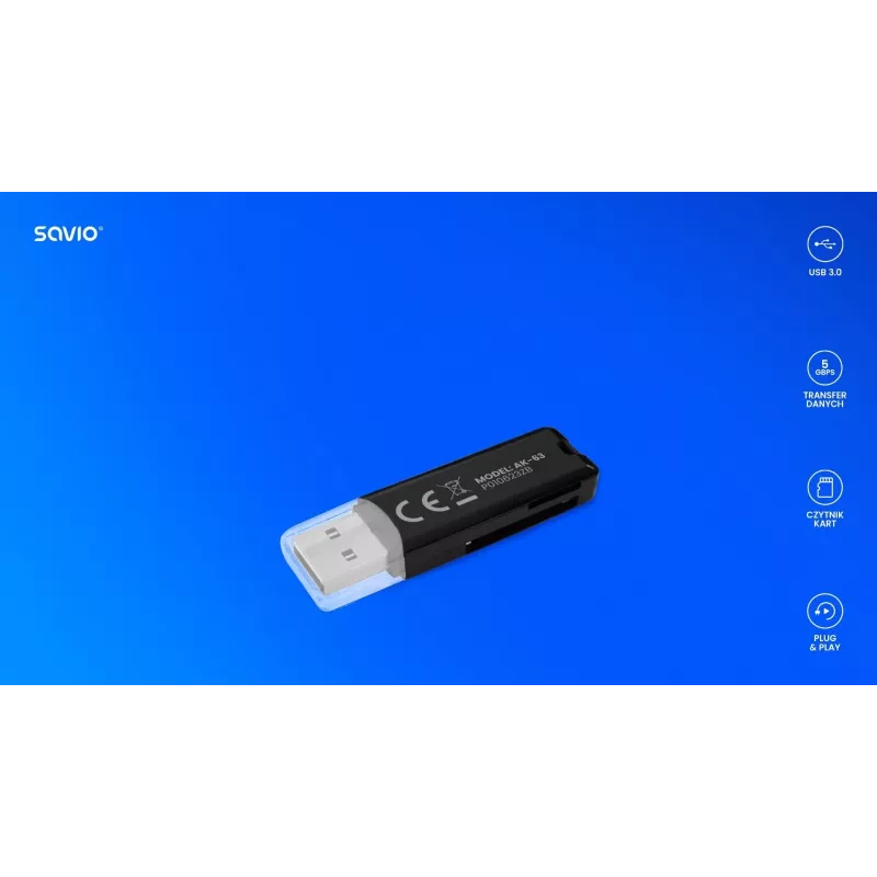 Čítačka SD kariet, USB 2.0, 480 Mbit/s, AK-63 Savio SAVAK-63