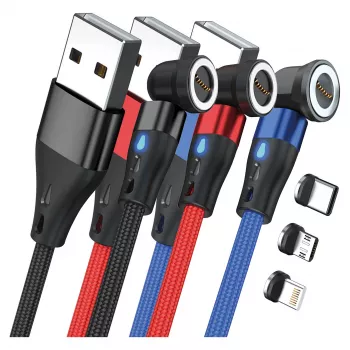 USB kábel RealPower MagneticCharge3 1m USB A čierna modrá červená