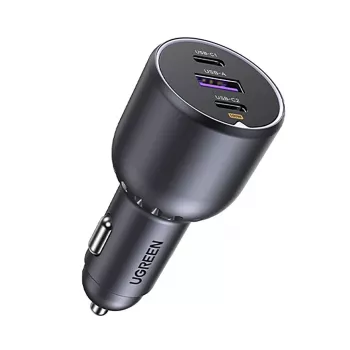 Ugreen 130W 3-portová rýchlonabíjačka do auta sivá