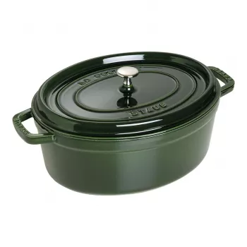 Staub La Cocotte 33 cm oválna pečacia panvica z liatiny, bazalkovo zelená