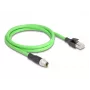 Sieťový kábel DeLOCK M12 kábel X-kódovaný 8-pinový konektor samec na RJ45 konektor samec PUR (TPU) 1 m