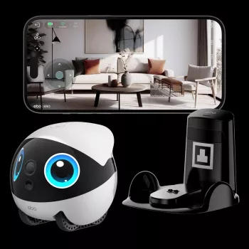 Robot Wi‑Fi Enabot EBO Air2 Plus — 5000 mAh batéria, 111 mm výška, spoločník pre domáce zvieratá v interiéri a monitorovací robot