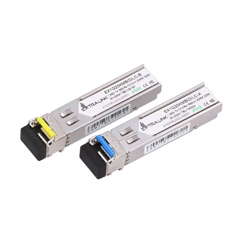Extralink SFP WDM modul 1.25G, 1.25Gbit/s, 1310/1550nm, singlemode, 20km, LC, DOM, pár