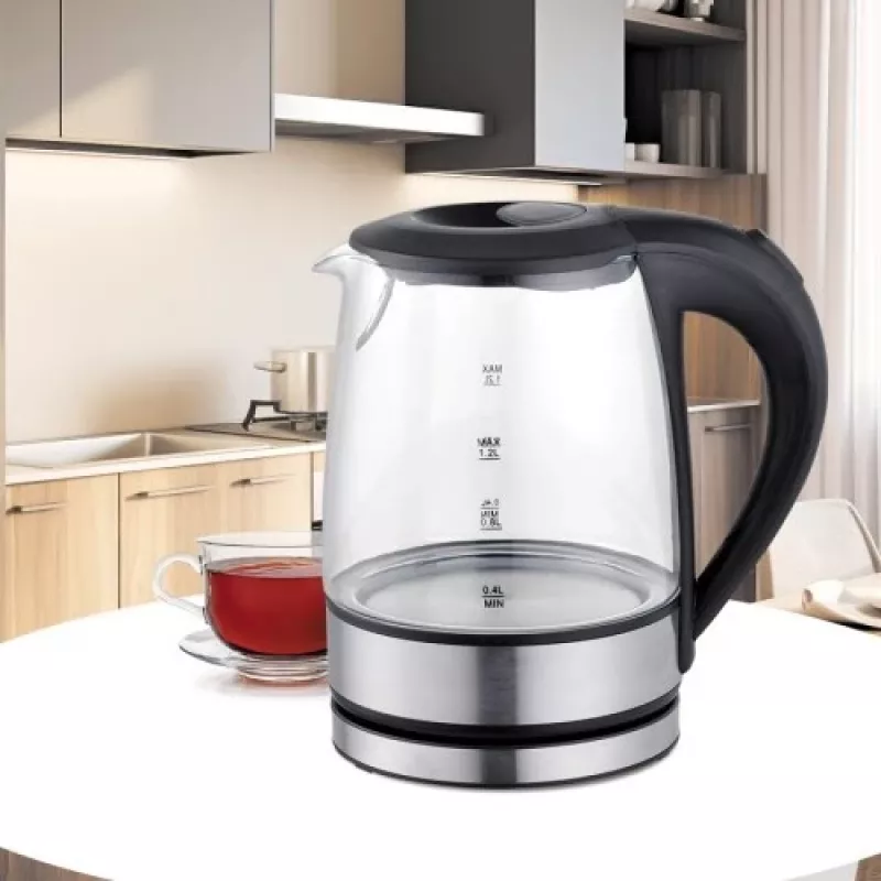 Maestro MR-062-BLACK elektrická sklenená kanvica, 1630 W, 1,2 L