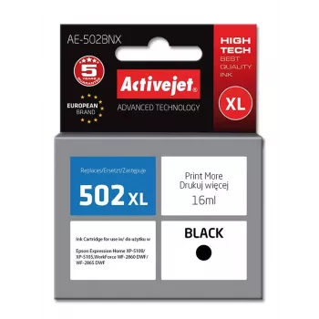 Activejet AE-502BNX atrament (náhrada za Epson 502XL W14010; Supreme; 16 ml; čierny)
