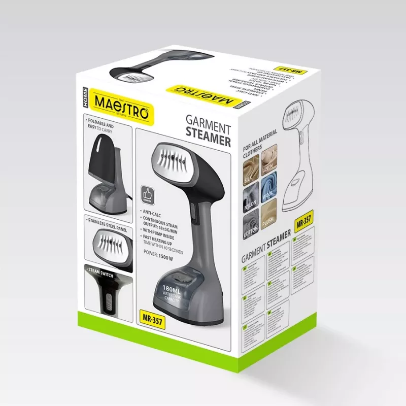 Naparávač odevov Maestro MR-357 1500W — ručný parný prístroj