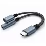 Adaptér 2v1 USB-C na USB-C a 3,5 mm jack PD 15W