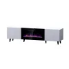 TV skriňa Cama Meble PAFOS EF s elektrickým krbom 180×42×49 cm, biela matná
