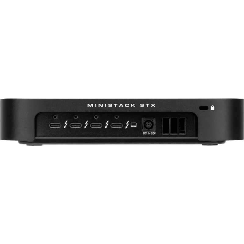 OWC miniStack STX Úložný box Thunderbolt 4 s hubom, 3,5-palcový SATA + M.2 NVMe, Čierny