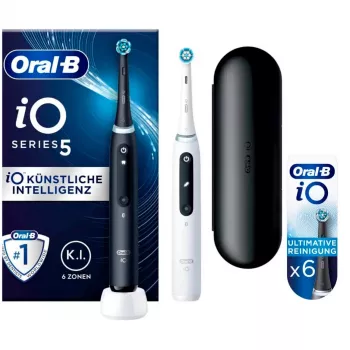 Oral-B iO Series 5 Duo, elektrická zubná kefka čierna/biela, Matt Black/Quite White vrátane 2. rukoväte