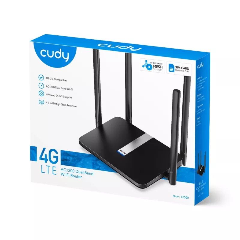 Cudy LT500 WLAN router Fast Ethernet dual-band (2,4 GHz / 5 GHz) 4G čierny