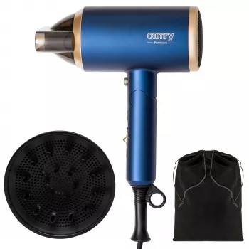 Camry | fén na vlasy | CR 2268 | 1800 W | 2 teplotné stupne | ionizačná funkcia | difúzor | modrá/zlatá