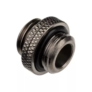Adaptér Alphacool G1/4 samec na G1/4 samec, kovové uhlové spojenie, čierny