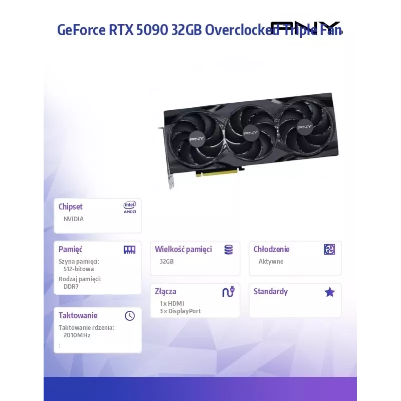 PNY GeForce RTX 5090 OC 3F 32GB GDDR7 grafická karta