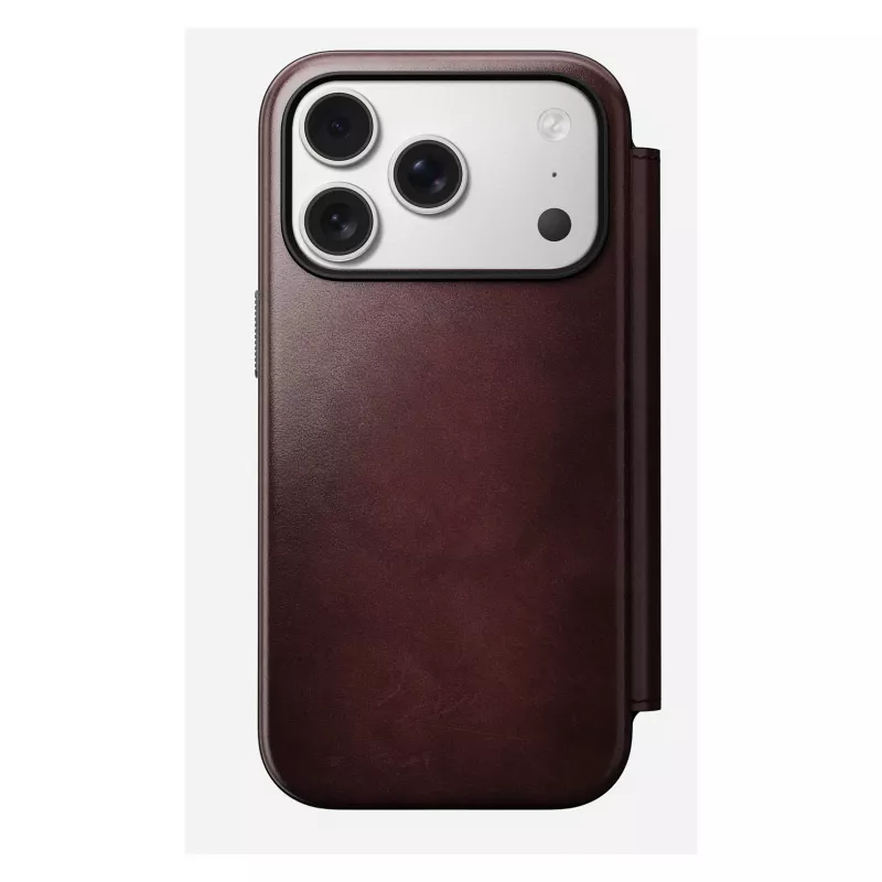 Puzdro na telefón Nomad Modern Leather Folio pre Apple iPhone 17 Pro, 6,3 palcov (16 cm), koža bordová