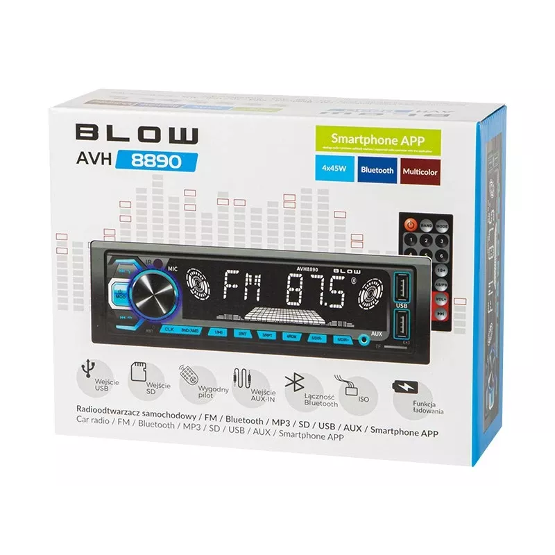 BLOW AVH-8890 FM 45W autorádio s Bluetooth, USB, AUX a LCD displejom