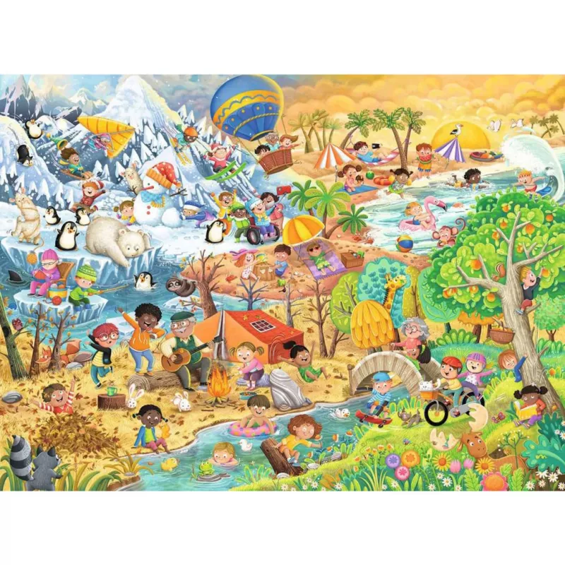 Ravensburger Four Seasons of Fun Puzzle — 100 dielov, hrúbka 2 mm