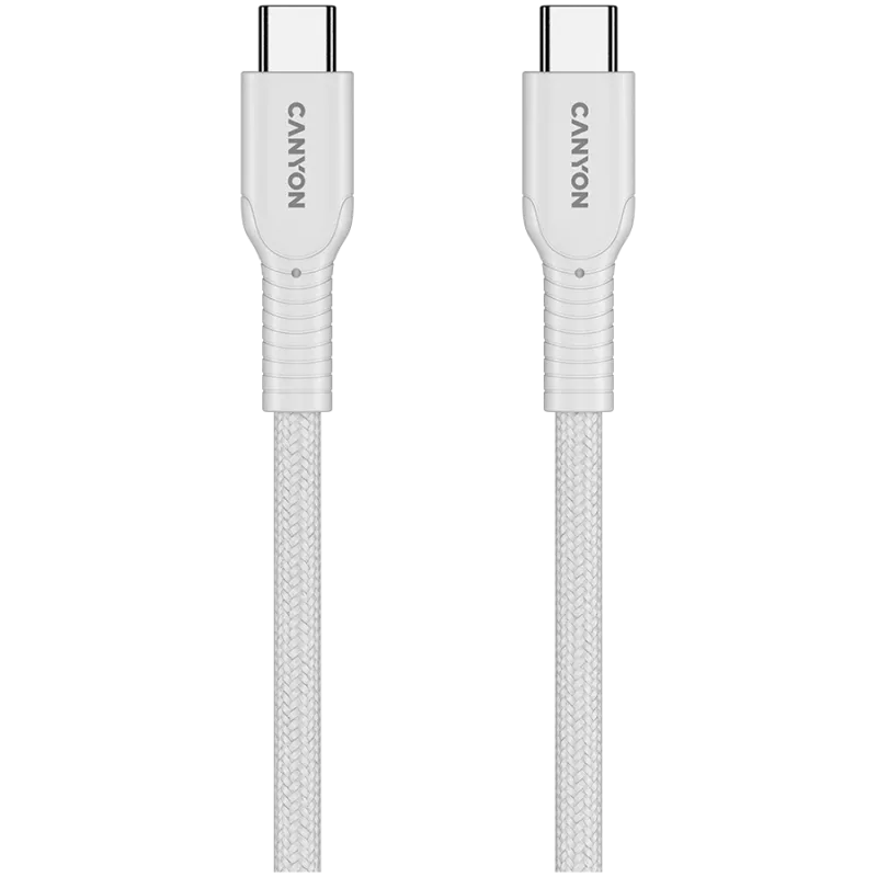 CANYON kábel OnWire 60CL C-C 60W COLOR pletený 1m biely