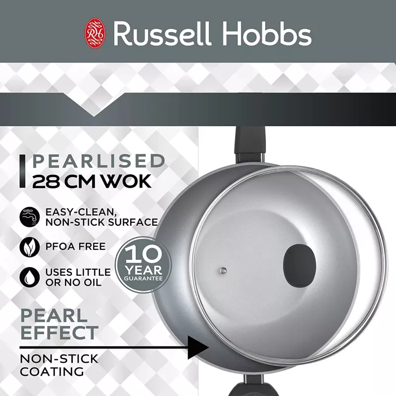 Wok Russell Hobbs RH01709EU 28 cm perleťový, nepriľnavá panvica